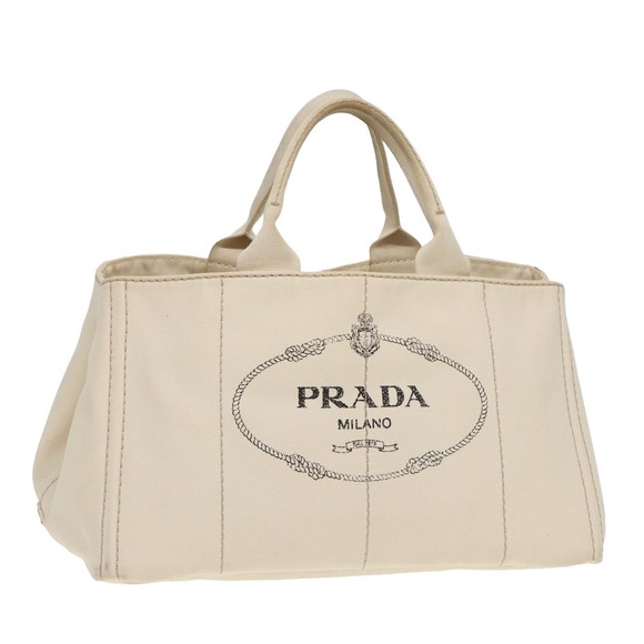 PRADA Canapa GM Hand Bag Canvas White Auth ep4930 - Picture 1 of 16